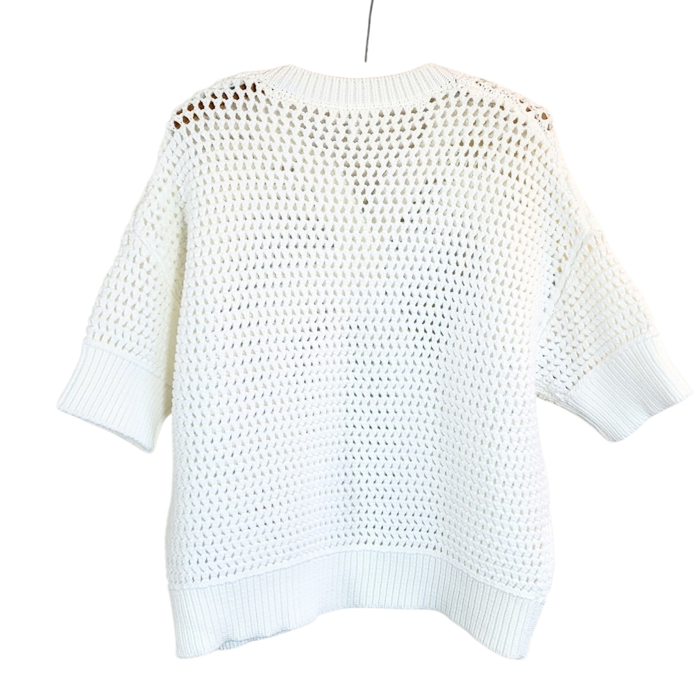 New Without Tags HAVEN WELL WITHIN Knot Stitch Henley Sweater Pullover White L - Picture 5 of 10